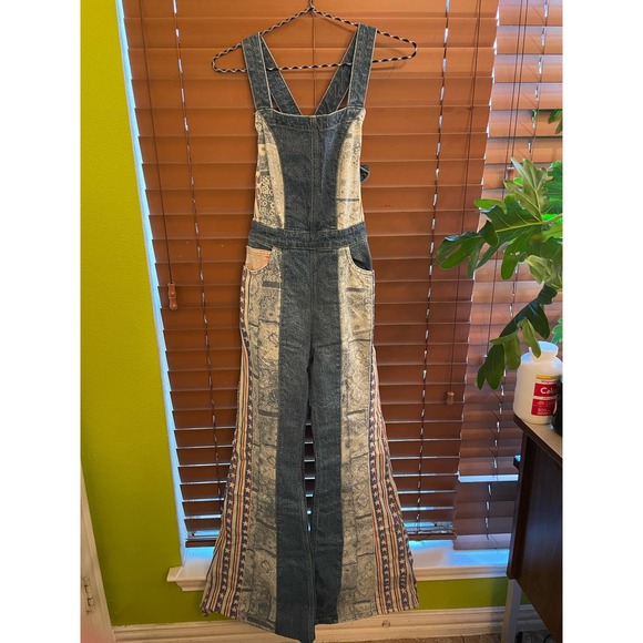 Free People's Dallas Flag Overalls American Combo, Size 2 - Picture 3 of 6